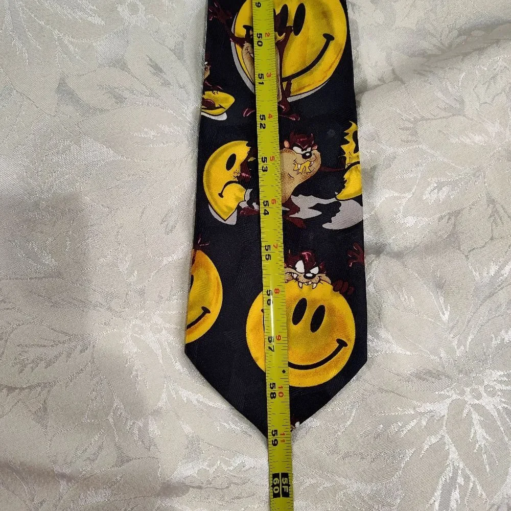 Vintage Looney Tunes Mania Taz Happy Face Necktie Warner Bros 1996 Standard 59x4